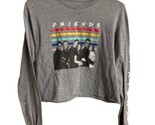 Friends Show Shirt Womens Size M  Gray Long Sleeved Cropped Graphic Rain... - £5.22 GBP