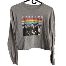 Friends Show Shirt Womens Size M  Gray Long Sleeved Cropped Graphic Rainbow TV - £5.24 GBP