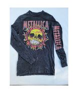 Metallica Sun Skull Graphic T-shirt Men Size M Black Wash Long Sleeve Music - $17.97