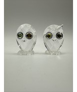 BROKEN Swarovski Silver Crystal Figurine Owl 7636NR046 Green Yellow Eyes x2 - $475.53 MXN