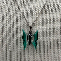 Murano Glass Handcrafted Lovely Butterfly Pendant &amp; 925 Sterling Silver ... - $27.96