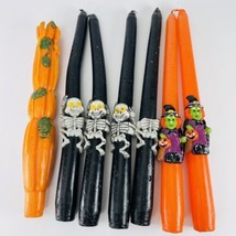 7 Halloween Skeleton Witch Taper Candles VTG 10 inch Spooky Haunted House  - $14.65