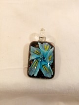 Hand Blown Lampwork Glass Pendant- Flower with Gold Foil Accents 1990&#39;s - £9.46 GBP