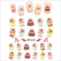 Nail art water transfer stickers decal cake with cherry candy RP212 - £2.55 GBP