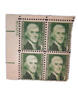 1968 Unused Plate BlocK of  4 Jefferson Green  1 Cent - $147.72 MXN