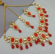 Joharibazar Gold Plated Kundan Indian Ramdan Chokker Earrings Jewellry Set a - £36.35 GBP