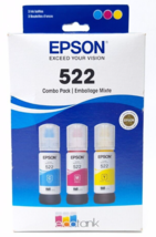 EPSON T522 EcoTank Ink Ultra-high Capacity Bottle Color Combo Pack NEW 2... - $24.23