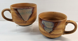 2 Sango Splash Brown Jumbo Mugs Set Stoneware Large Drinking Coffee Cup ... - £38.83 GBP