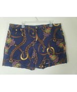 VTG Lauren Ralph Lauren Equestrian AOP Shorts Navy Blue Womens Size 16 H... - $17.99