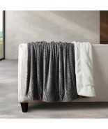 Life Comfort Throw Gray Ivory Velvet Plush Reversible Faux Fur 60&quot; X 70&quot;... - $42.99