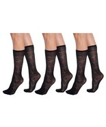 AWS/American Made Flower Patterned 3 Pairs Sheer Knee Socks for Women 15... - $7.91