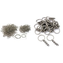 Nickel Plated 6mm &amp; 9mm Split Rings &amp; Key Chain Rings w/ Chain Kit 600 Pcs - £38.86 GBP