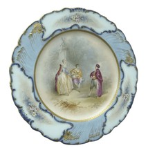 c1910 Sevres Style Muville Signed Hand Painted Courting Cabinet Plate - $389.81