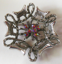 Vintage Signed Sarah Coventry Silver-tone Ab Stone Brooch - £19.89 GBP