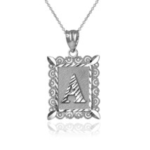 Sterling Silver Alphabet DC Letter Initial Filigree Pendant Necklace - £15.68 GBP