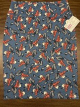 NEW LuLaRoe Medium Slate Blue White Pink Paisley Quilted Cassie Pencil Skirt - £19.76 GBP