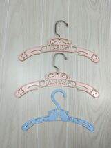 3 vintage baby children's clothing hangers pink circus blue bunnies plastic - $12.73