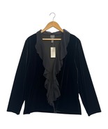 New Chicos Jacket Womens 2 Black Velvet Chiffon Ruffle Open Fairy Whimsi... - $46.52