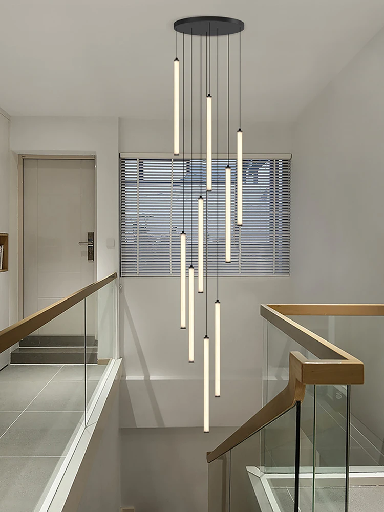 Nordic Strip Chandelier LED Circular Tube Living Room Pendant Designer Modern - £76.16 GBP+