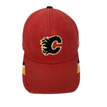 NHL Face Off Calgary Flames Youth Red Stripes Adj Baseball Hat Ball Cap  - £9.59 GBP