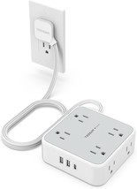 Surge Protector Flat Extension Cord Flat Plug Power Strip 8 AC Outlets 3 USB Cha - £42.83 GBP