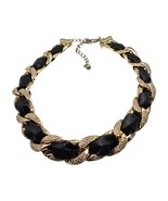 Necklace White House Black Market Braided Imitation Leather Clear Rhines... - $13.86