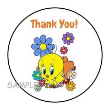 30 Thank You Tweety Envelope Seals Labels Stickers 1.5&quot; Round Bird - $7.49