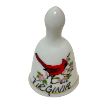 Vintage Cape Shore Inc Small Souvenir Virginia Cardinal Bird Porcelain Bell 2&quot; - £8.48 GBP