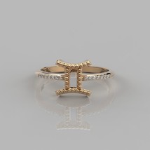 Gemini Ring 0.07Ct Natural Diamond 14k Solid Gold Horoscope Ring Astrology Ring - £268.22 GBP