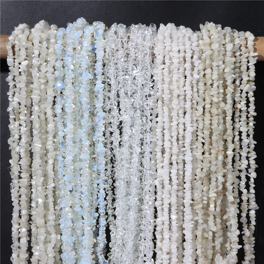 5-8mm Natural Blue Moonstone Beads White Cat Eye Crystals Opal Stone Loose Bead - £10.04 GBP+