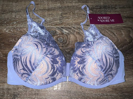 Adored By Adore Me ~ Women&#39;s Layla Push Up Underwire Bra Lace Blue ~ 32D - £12.39 GBP