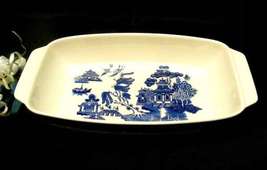 2338 Heritage Mint 13&quot; Blue Willow Casserole Baker Dish - £27.54 GBP