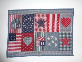 Americana Tapestry Placemats Set Of 4 summer flag heart red - £13.45 GBP
