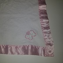 Cutie Pie Pink Butterfly Lovey Security Blanket White Cotton Satin Trim 23x25 - £23.42 GBP