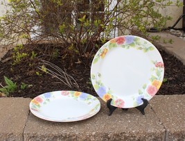 Corelle Summer Blush Pansy Set Of 4 Floral Dinner Plates 10 1/4&quot; USA EUC! - £31.44 GBP