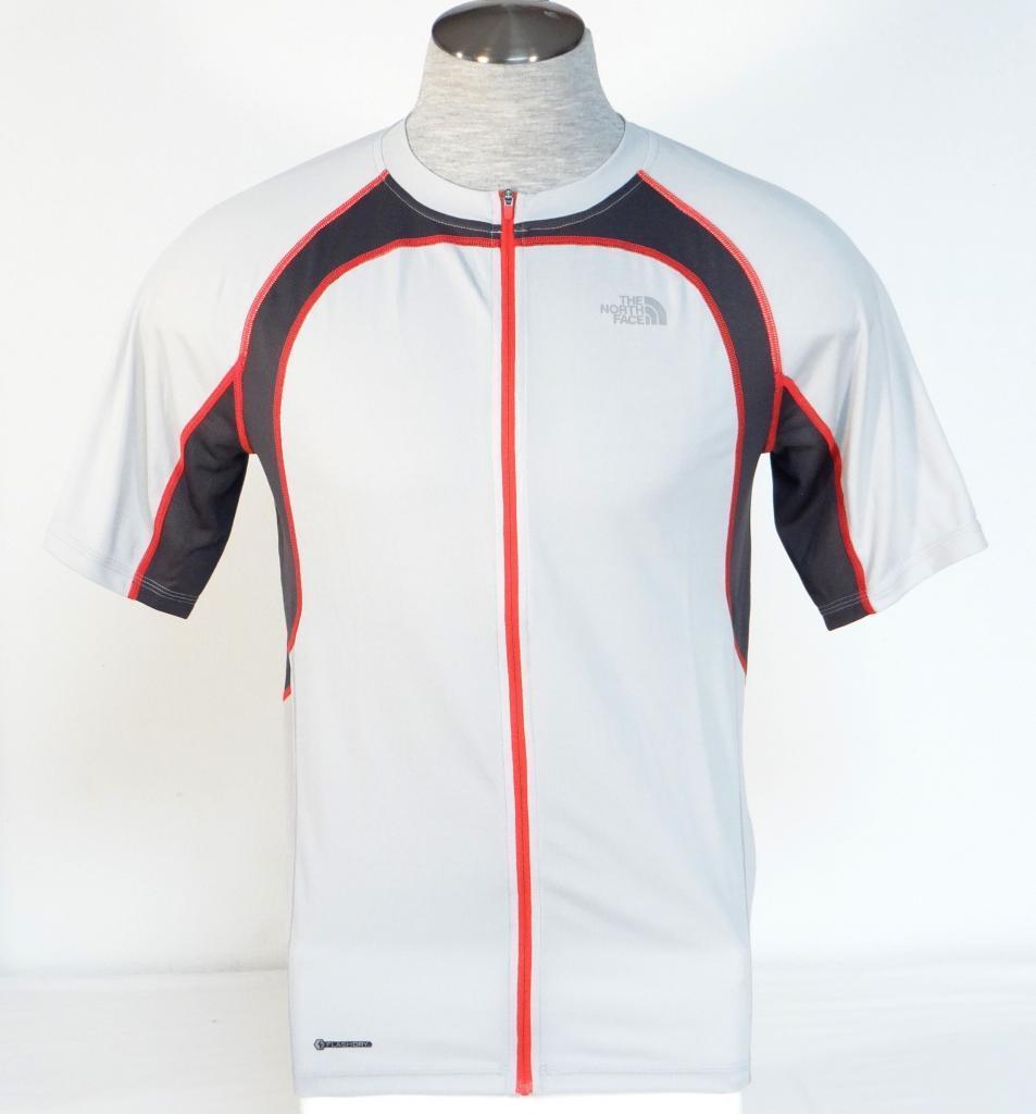 The North Face Flashdry Gray & Red Full Zip Short Sleeve Cycling Jersey Men's  - £71.93 GBP