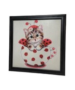 DIAMOND PAINTING DOTS 3D Kitty Kitten Cat Ladybug in Teacup Compete 14&quot; ... - $32.70