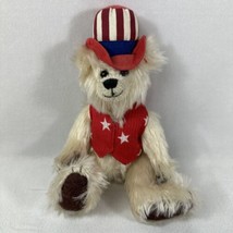 Ty Attic Treasures &quot;Uncle Sam&quot; 2000 10&quot; 5 way Jointed Cream Patriotic USA Bear - £7.17 GBP