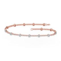 14k Rose Gold 1Ct TW Lab Created Round Diamond Cluster Link Bracelet for... - $1,599.99