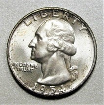 1954-D Washington Quarter Nice Original Bloom GEM+ UNC Coin AD595 - £22.30 GBP