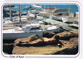 France Postcard Cote d&#39;Azur Sunbathing At The Marina Le Bronzage - £3.11 GBP