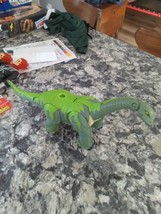 2004 Mattel Imaginext Brontosaurus Green Dinosaur Stomping with Sounds - $9.90