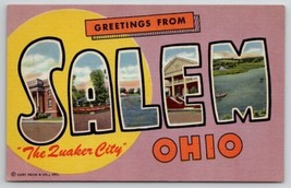 Salem Ohio Scenic Large Letter Greeting OH Linen Postcard M22 - £6.34 GBP