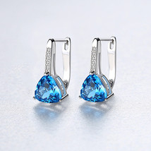 S925 Silver Colored Gems Fine Silver Gem Ear Clip Graceful Earrings - £26.37 GBP