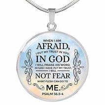 Express Your Love Gifts Trust in God Circle Necklace Engraved 18k Gold 18-22&quot; - £54.91 GBP