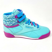 Reebok Freestyle Hi Classic Blue Bomb Ultraberry Kids Girls Sneakers M46776 - £39.58 GBP