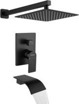 Matte Black Shower Faucet Set With Tub Spout,Tub And Shower Trim Kit With Rough - £163.55 GBP
