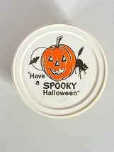 Vintage Halloween plastic candy container Pumpkin Black Cat Moon Bat Lidded - £7.05 GBP