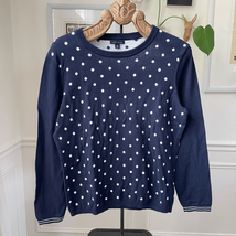 Tommy Hilfiger Dark Blue White Polka Dot Sweater XL - $334.80 MXN