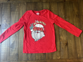 Osh Kosh B’gosh Girls Red Santa Peace/Be Merry T-shirt Size7, Pre-Owned - $3.99
